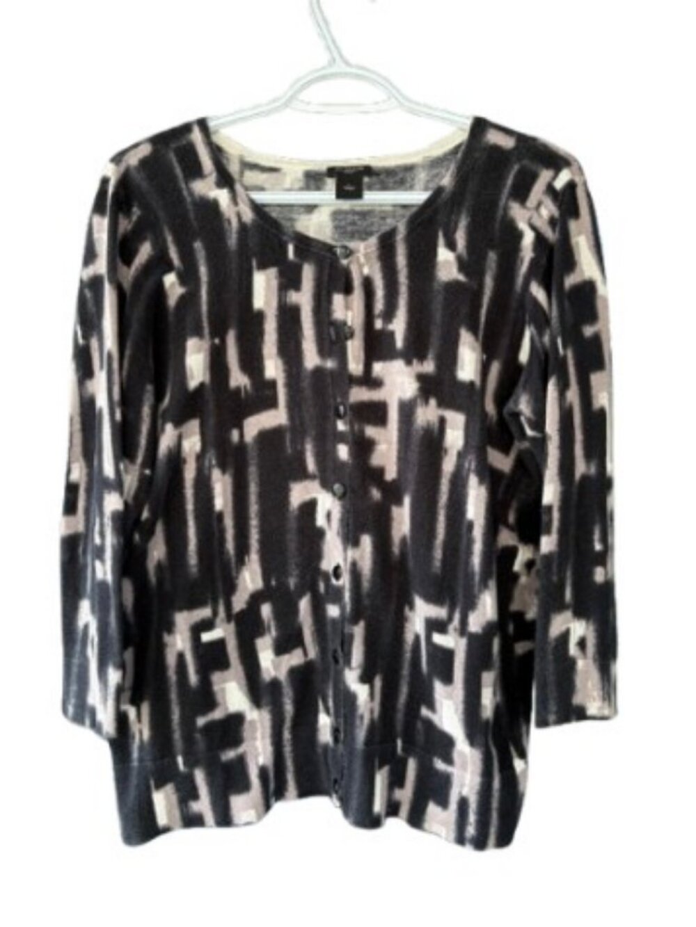 Ann Taylor geometric abstract print knit cardigan women's size L